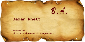 Badar Anett névjegykártya