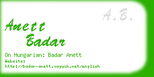 anett badar business card